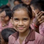 A young girl student at a government school in India