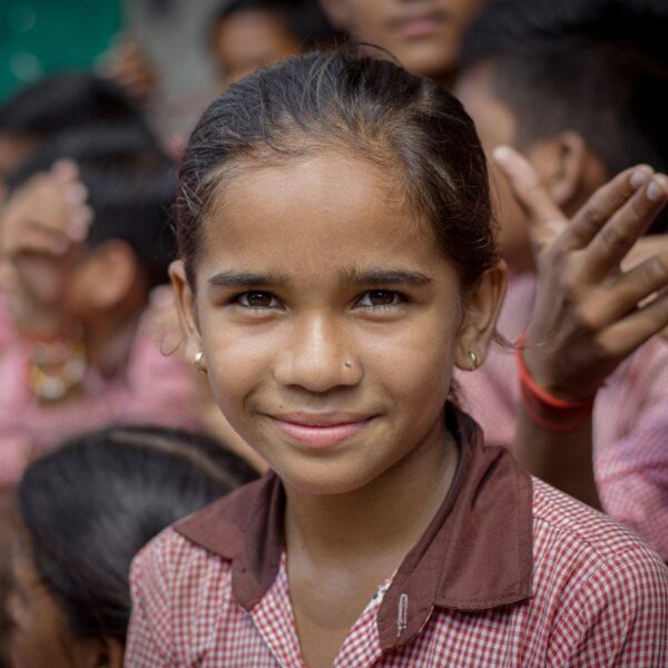 A young girl student at a government school in India