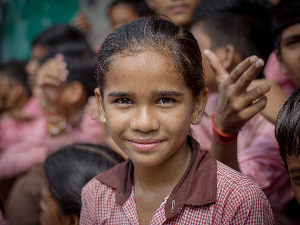 A young girl student at a government school in India