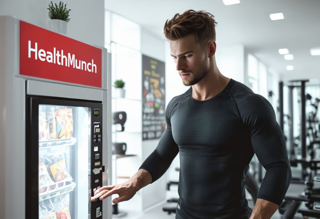 Man Choosing Healthy Snack at Modern Well-Lit Gym