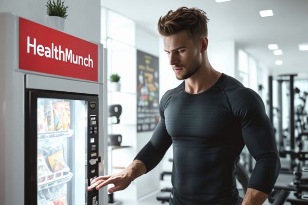 Man Choosing Healthy Snack at Modern Well-Lit Gym