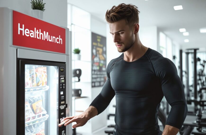 Man Choosing Healthy Snack at Modern Well-Lit Gym