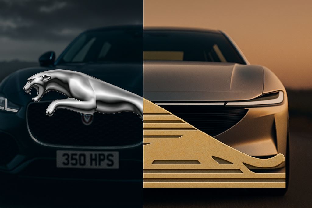 Transition of Jaguar car maker's brand design with automobile choices